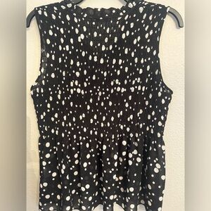 Rose + Olive Black and White Polka Dot Sleeveless Top Size Xlg
